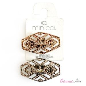 Crystal embedded fancy silver color stretchy ring - 2 items